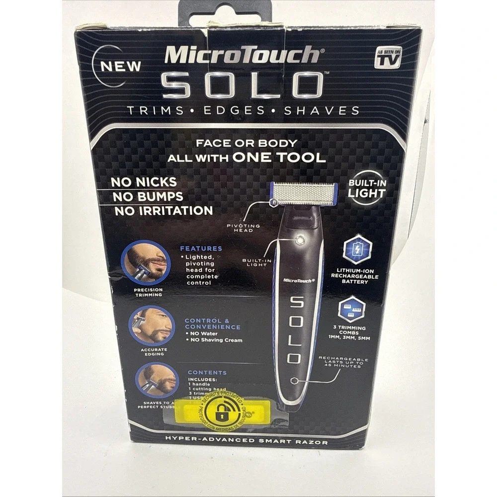 MicroTouch Solo Grooming Beard & Body Trimmer for Men Black New Sealed